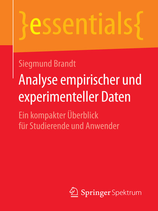 Title details for Analyse empirischer und experimenteller Daten by Siegmund Brandt - Available